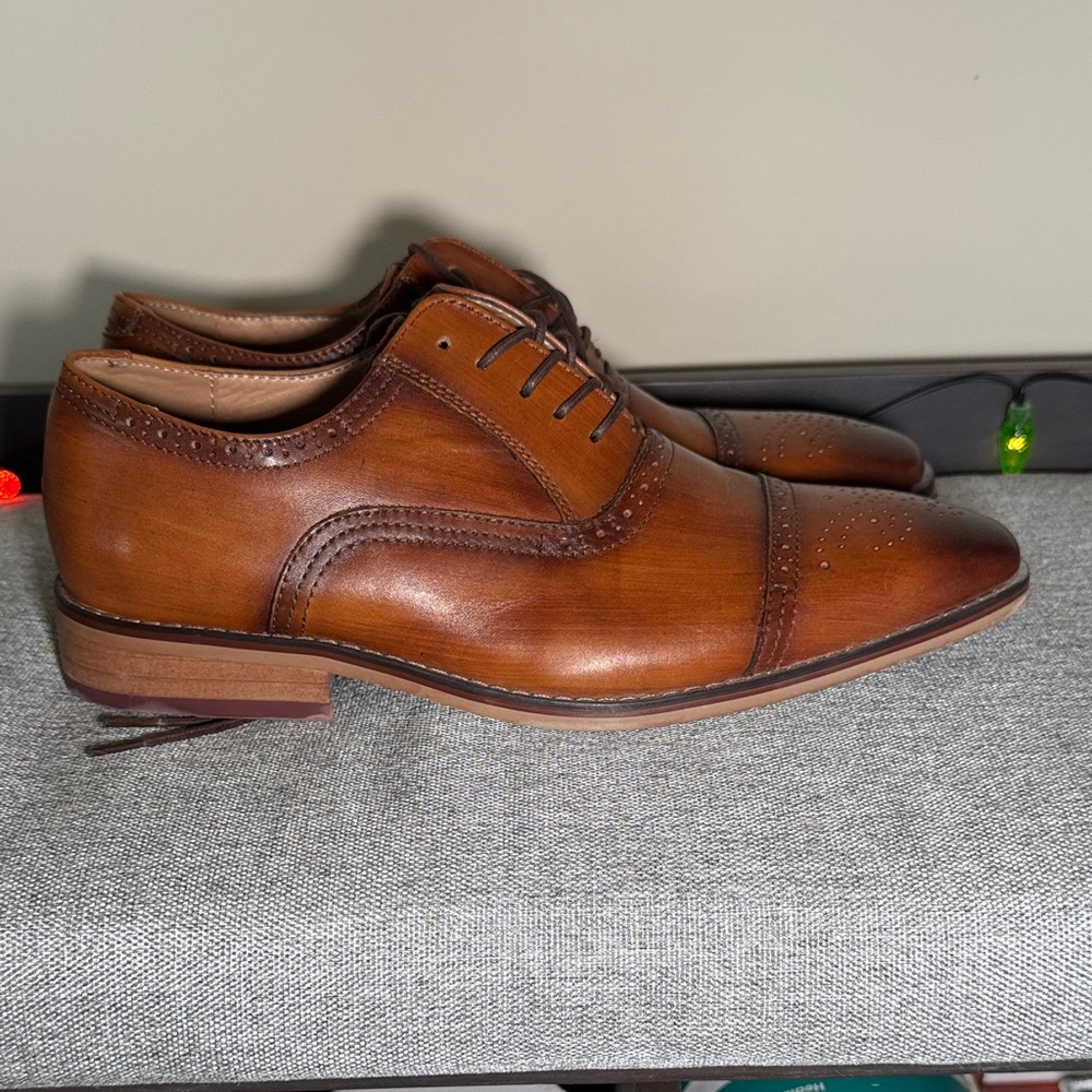 Elegant Tan Leather Men's Oxfords 10EE
